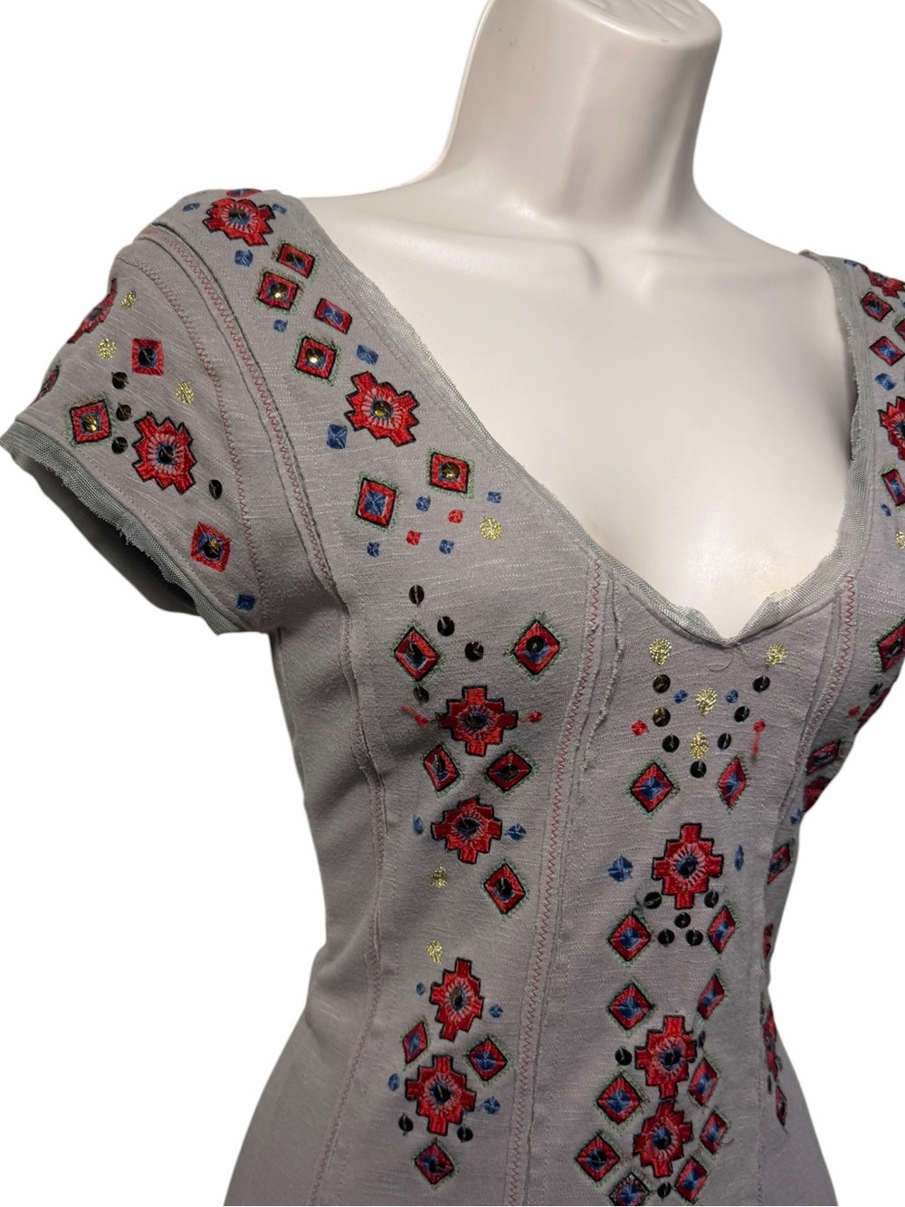 Free People "Rich In Embroidery" mini xsmall dress - Picture 5 of 14